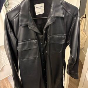 Abercrombie & Fitch Vegan Leather Shirt Dress